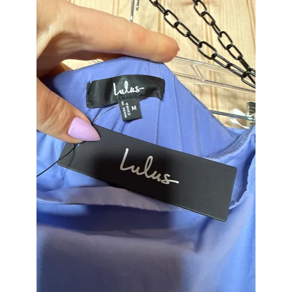 Lulus Trendsetting Choice Periwinkle Strapless Midi Dress Pockets Holiday Medium - Image 8