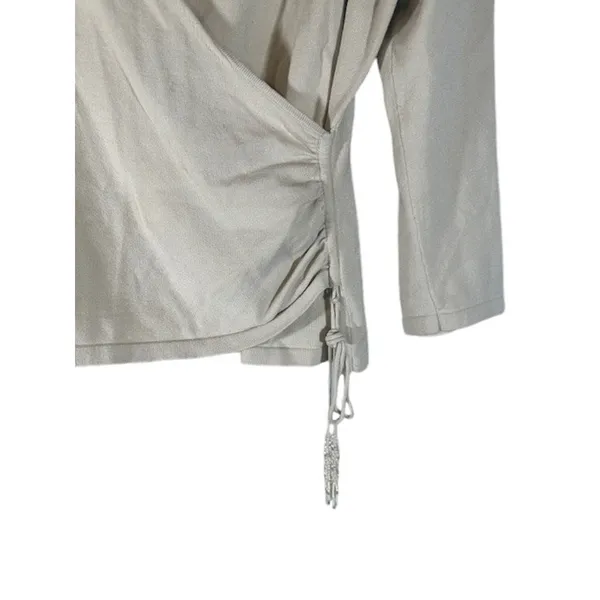 Ann Taylor Beige Long Sleeve Wrap Style Dressy Blouse Women Sz M - Image 6