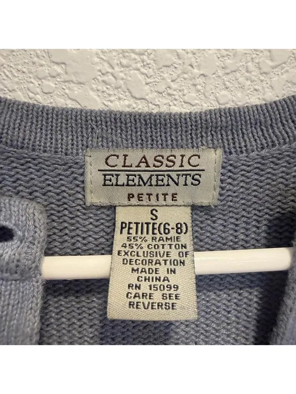 Classic Elements Embroidered Cardigan Petite S Blue - Image 3