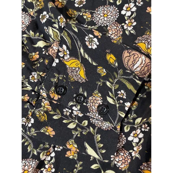 Natural Life Twiggy Mini Boho Floral Button Down Shirt Dress Long Sleeve Medium - Image 9