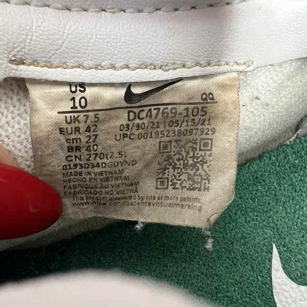 Nike Size 10 Blazer‎ Sneakers 77 Low White Orange Leather Retro 2021 DC4769-105 - Image 8