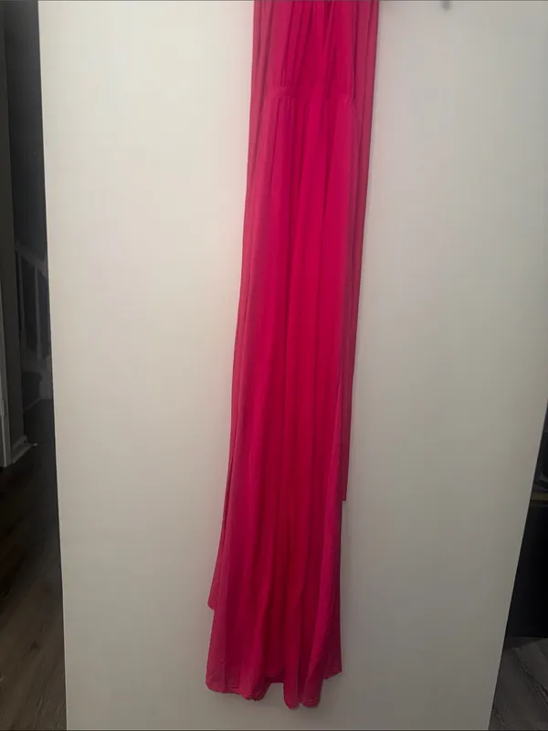 Halter Convertible Multi Way Spaghetti Strap Wedding Cocktail Maxi Gown Pink Size XL - Image 4