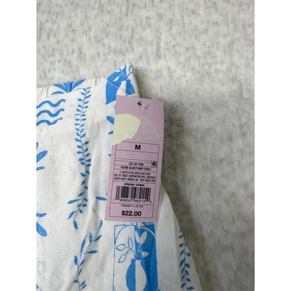 Wild Fable‎ Azure Blue White Linen Blend Print Mini Skort Womens Medium NWT - Image 3