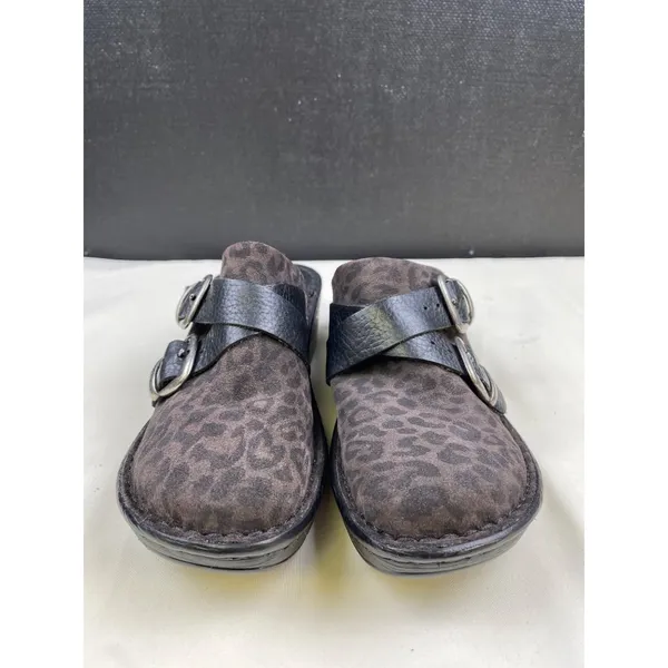 Born Women's Brown Leather Animal Print Clogs/ Shoes Size 7 SKU 4911 - Image 2