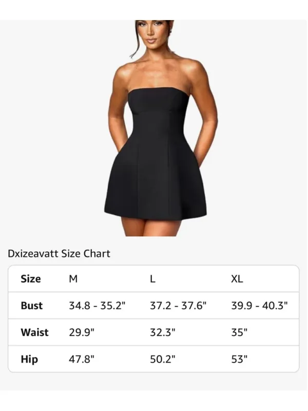 NEW Black Classic Strapless A-line Mini Lined Cocktail Dress S - Image 5