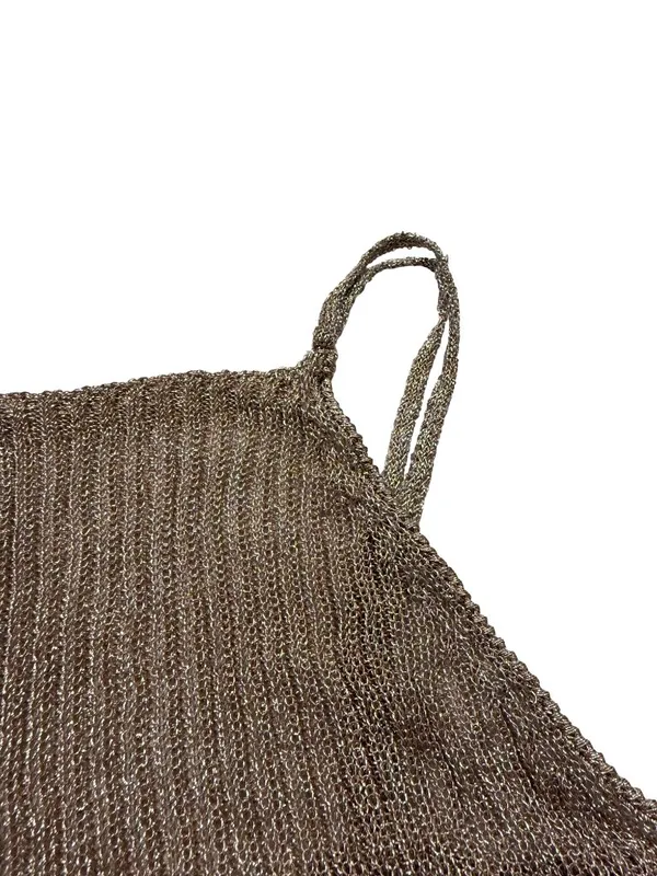 Topshop Bronze Metallic Ribbed Knit Halter Top Cami Tank Shirt Size 2 Women's - Image 12