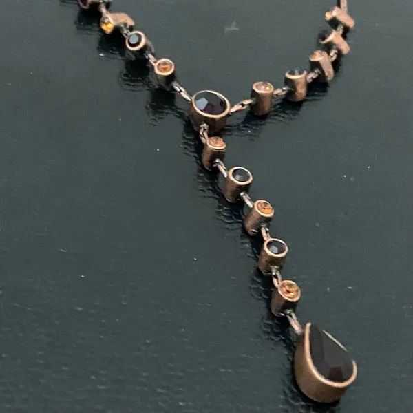 1928 Collection Copper Chocolate Rhinestones Y- Necklace - Image 11