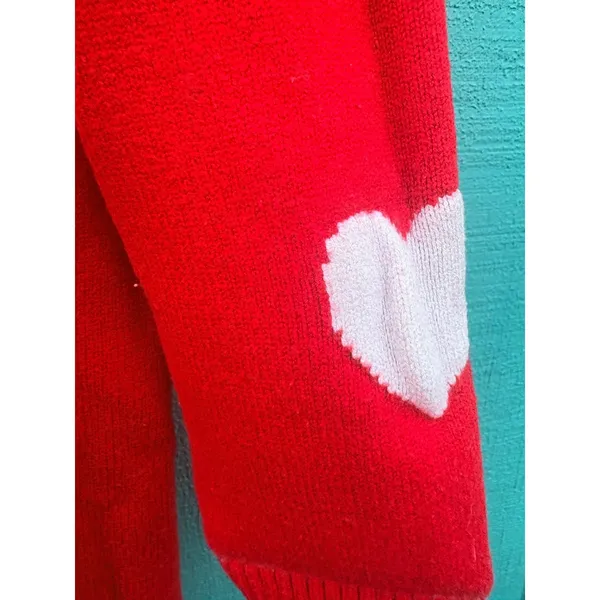 J For Justify Red‎ Lover Graphic Sweater Dress Heart Elbow Patches Womens 1X - Image 3