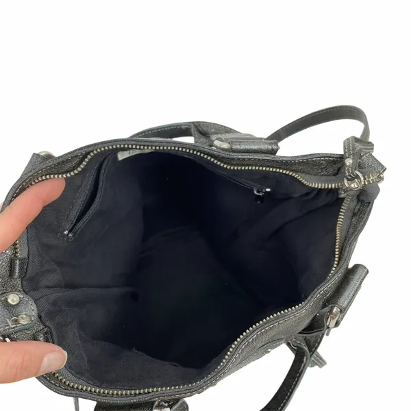 Renato Minelli Metallic Tote Bag Crossbody Bag Convertible Black - Image 8