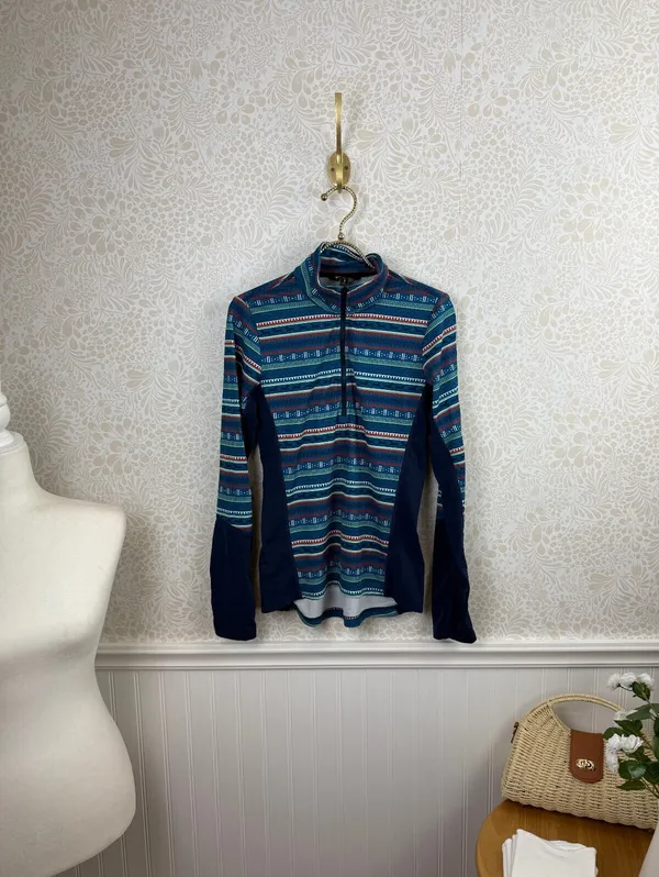 Kerrits Blue Fair Isle Rail Side Quarter-Zip Fleece Tech Top - Size - Small - Image 3