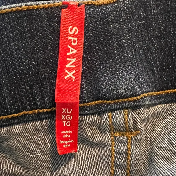 Spanx Flare Jeans Womens XL Dark Wash Blue Denim Pull On High Waist Stretch - Image 3