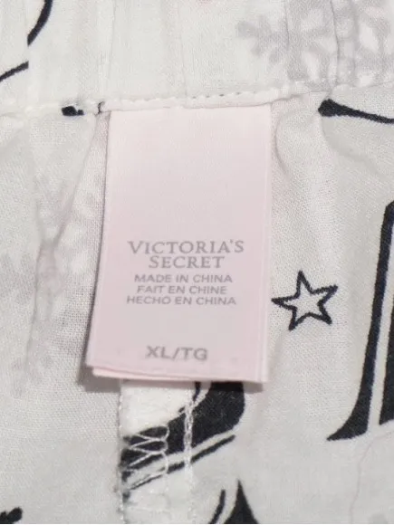Victoria's Secret LOGO Pajama Set Size: XL Snowflake 100% Cotton Shorts - Image 6