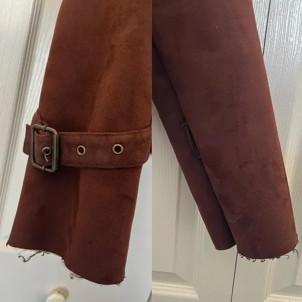Vintage Y2K indie boho Forever brown faux suede and faux fur lined jacket medium - Image 5