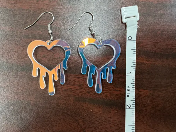 Iridescent Melting Heart Acrylic Dangle Earrings - Image 3