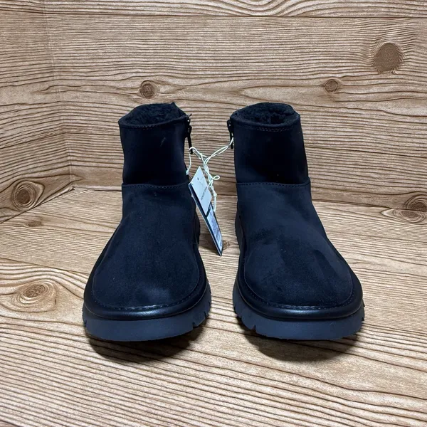 Black Ankle Boots Women Sz 6 Faux Suede Memory Foam Lined Winter Snow Warm‎ Zip - Image 2