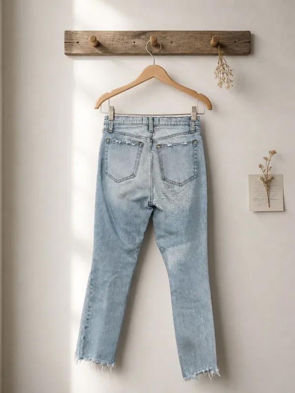 Abercrombie & Fitch Light Blue Distressed Straight-Leg Jeans - Image 3
