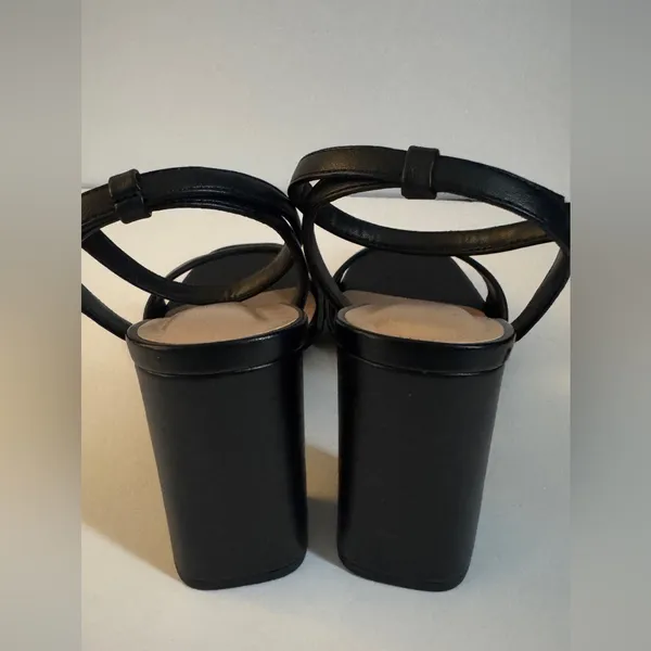 a new day Black Square-Toe Ankle-Strap Block Heels size 8/12 - Image 3