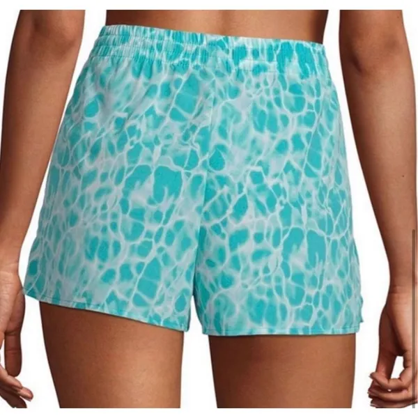 Womens City Streets Woven Shorts Teal Mermaid Tie Dye Swim Cover Up Shorts Sz L - Image 2