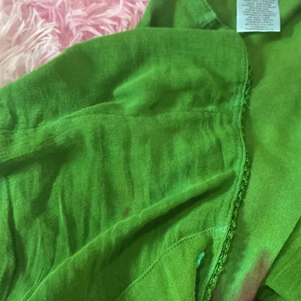 Embroidered Tie‎ Dye Dress Green Pink Floral Short Sleeve Casual - Image 5