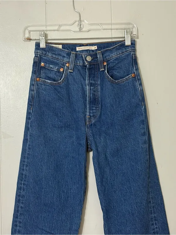 Levi’s Ribcage Straight Ankle Jeans Women’s Size 24 High Rise Button Fly Medium - Image 4