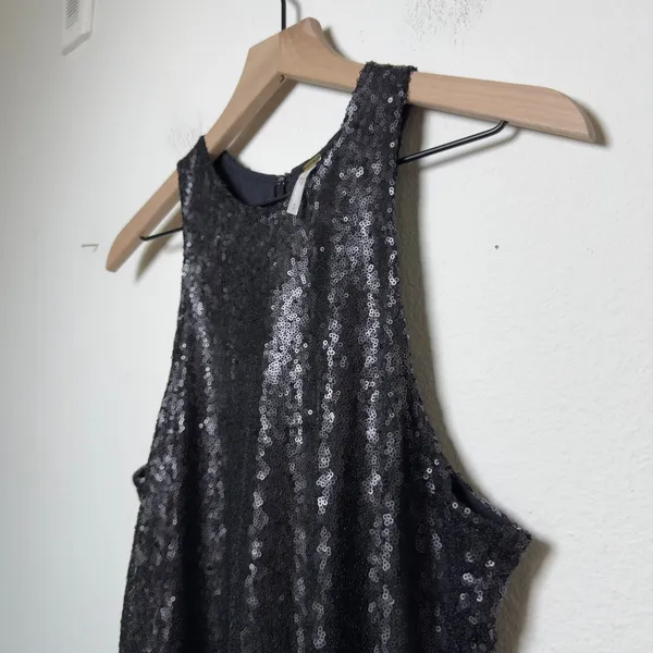 Free People Women Party Dress‎ Black Sequin Backless High Neck Mini Sparkly Glam - Image 4