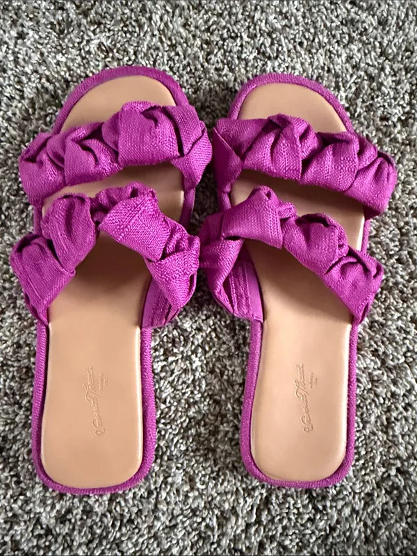 Universal Thread Magenta Braided Double-Strap Slide Sandals - Image 2