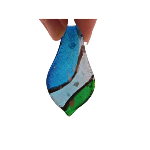 Blue Green Silver Fashion Glass Teardrop Pendant Jewelry Gifts Necklace Charm 2" - Image 11