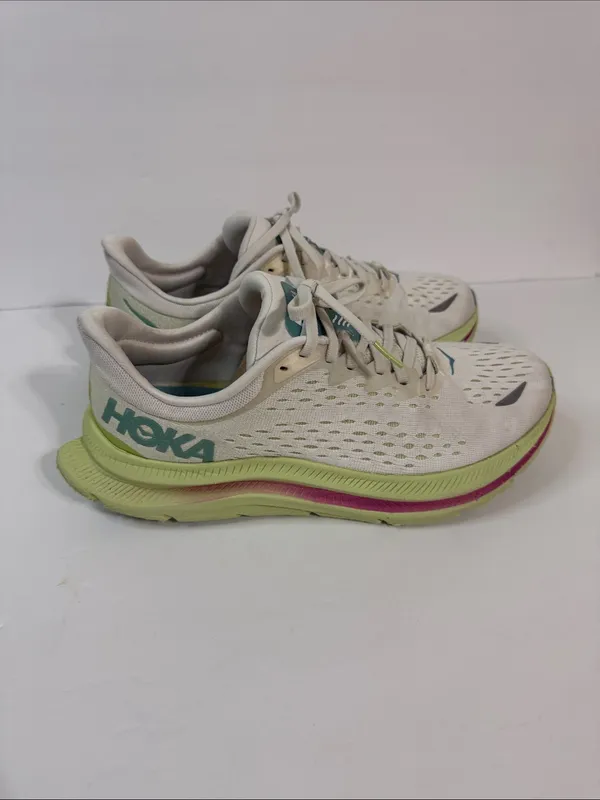 Hoka Kawana Women's Athletic Shoes in Cream, Lime & Pink Accent - Image 3