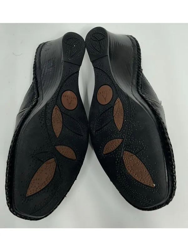 CLARKS Artisan Collection Leather Mules Womens 7.5M Black Y2K Contrast Stitch - Image 10