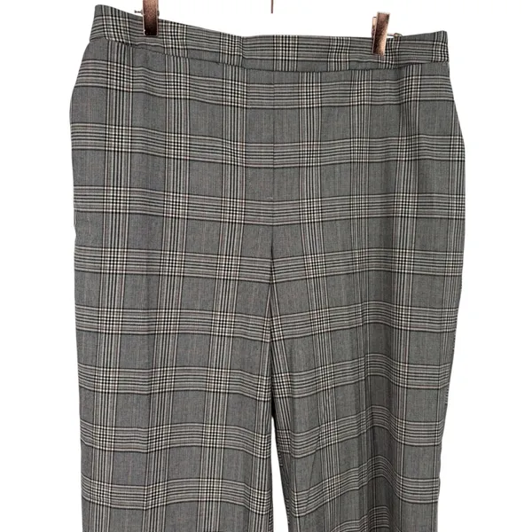 Nicole Miller New York Womens Gray Brown Plaid Wide Leg Trousers Pants Size 14 - Image 4