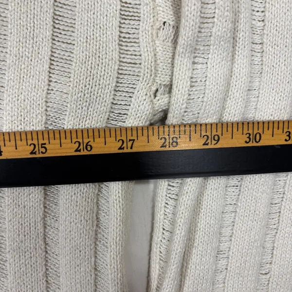 Rolled Hem Sweater Cream V-Neck‎ Wide Ribbed Casual Boho Office Neutral Plus 3XL - Image 5