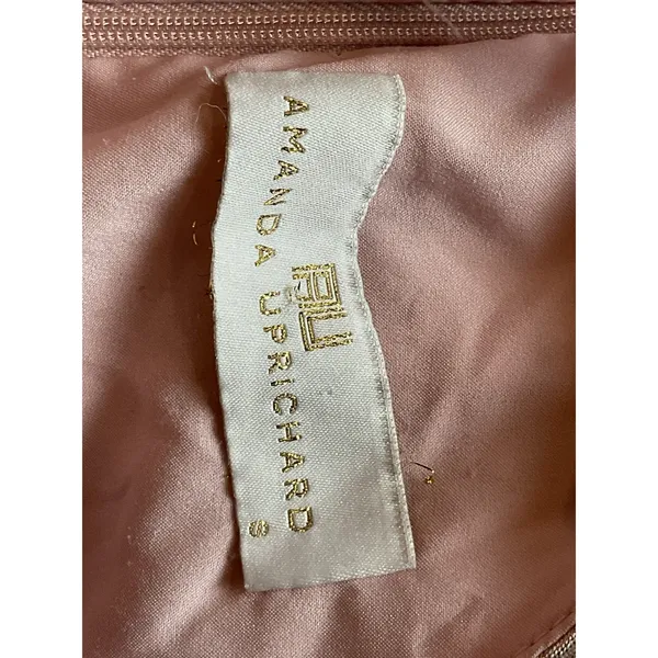Amanda Uprichard Sleeveless Halter Dress Pink‎ Rose Gold Polka Dots sz S Small - Image 8