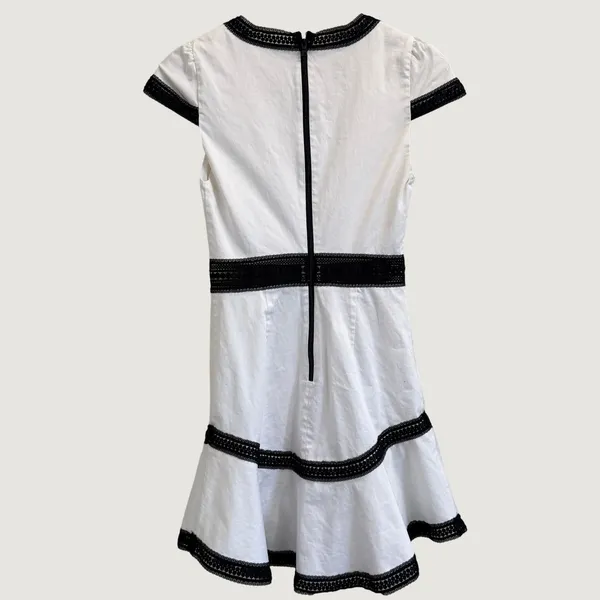 Alice + Olivia Rapunzel Fit & Flare Mini Dress Size 0 Black & White Lace - Image 4