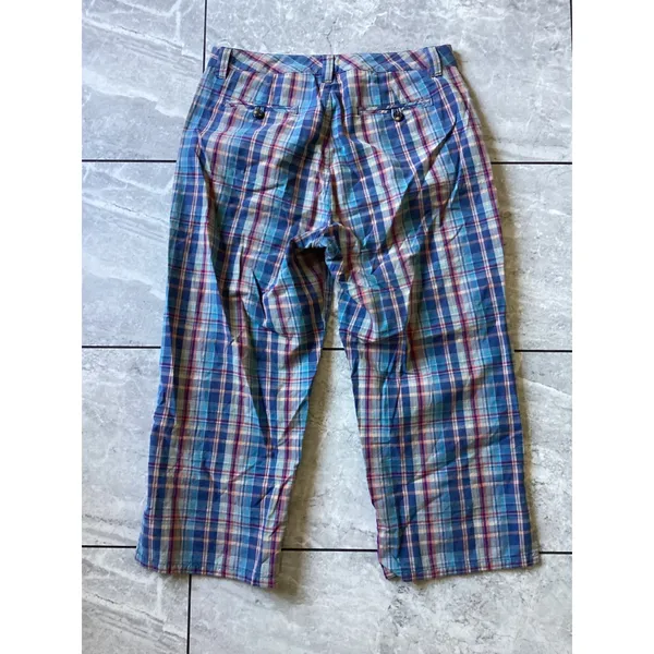 LL Bean Womens Blue Plaid Crop Pants Cotton Straight Leg Size 10 Reg 0DCN3 - Image 6