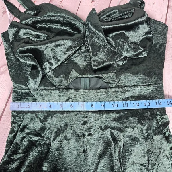 Lulus Emerald Green Satin Cutout Wide Leg Jumpsuit Size M Date to Remember‎ - Image 12