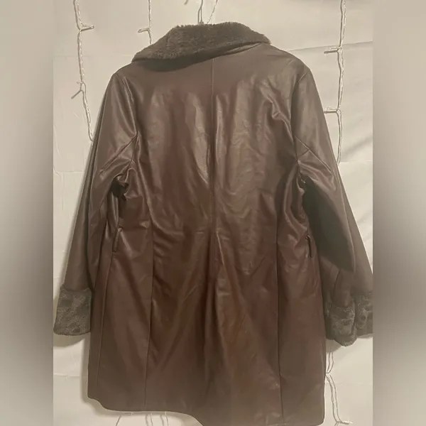 Missguided Chocolate Faux Leather Jacket Brown Size XL - Image 3