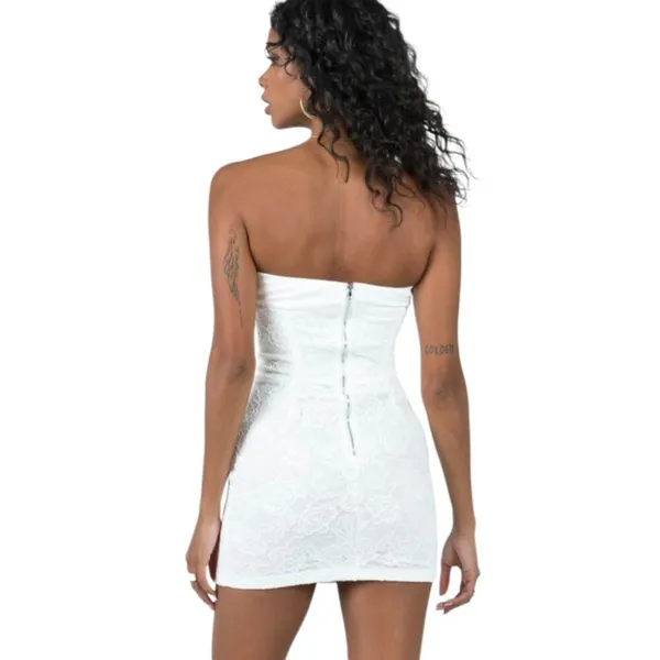Princess Polly Brea Strapless Mini Dress Size 12 White Embroidered Lace Party - Image 3