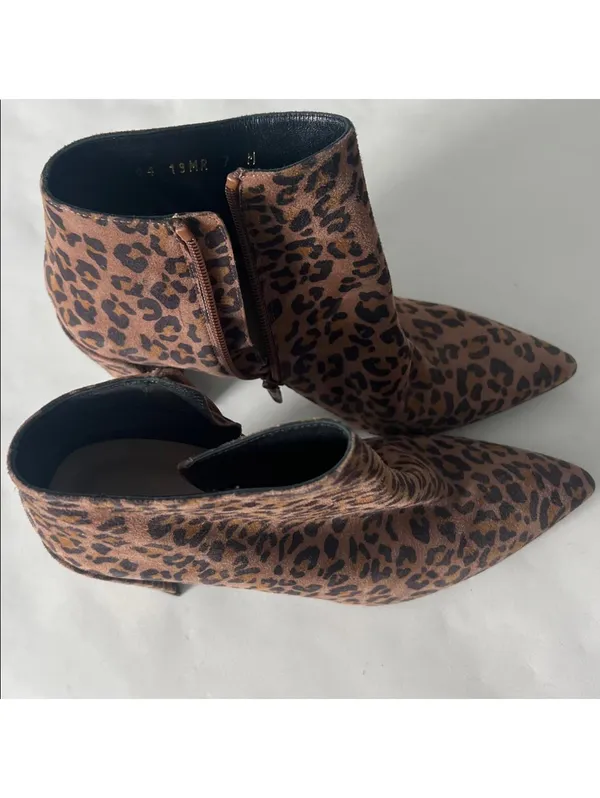 Stuart Weitzman Pure Pointed Toe Animal Leopard Print Thin Block Heel Booties 7 - Image 8