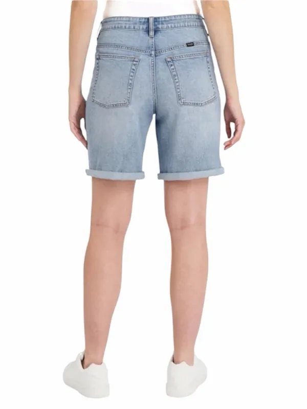 NEW Wrangler Women’s High Rise Rolled Hem Light Blue Denim Jorts/Shorts, Size 6 - Image 5