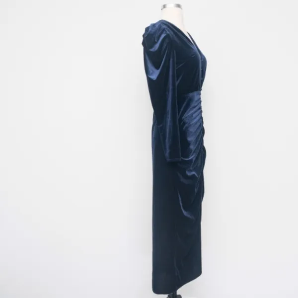 YUMI‎ KIM. New! Puff Sleeve Blue Velvet Midi Dress. - Image 6