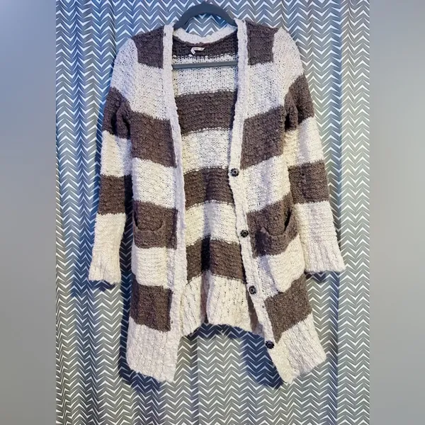 Free People | Cuddle Bear Rugby Stripe Boucle Duster Cardigan, size S - Image 7