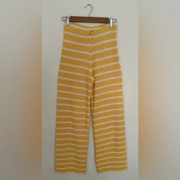 Zara Yellow Striped Wide Leg Pants - Image 3