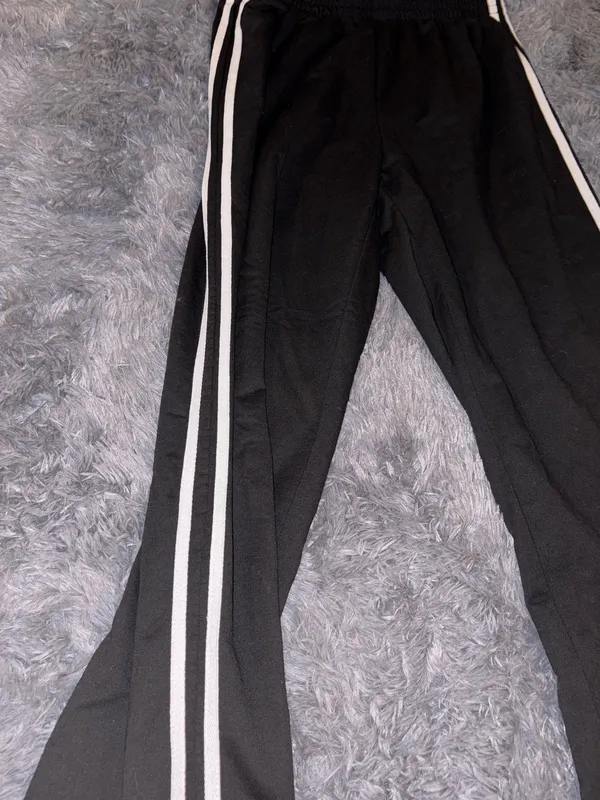 Wide Leg Sweatpants With White Stripes - Image 2