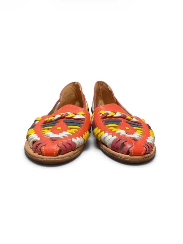 Munro-Huarache Puebla Women’s Mexican Woven Leather Sandals Sz-9 - Image 4