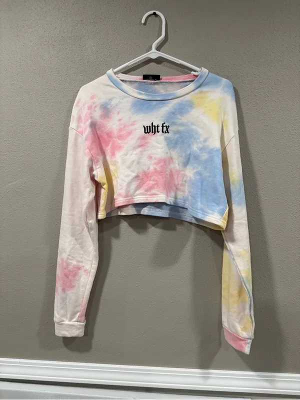 White Fox Crop Tie-Dye Sweatshirt - Image 2