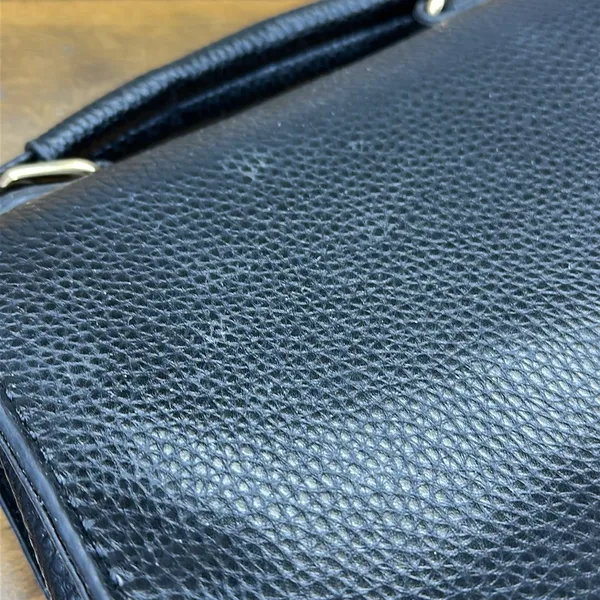 Black Textured Faux Leather Small Satchel Handbag Purse 8 x 6.5 Inch - Image 12