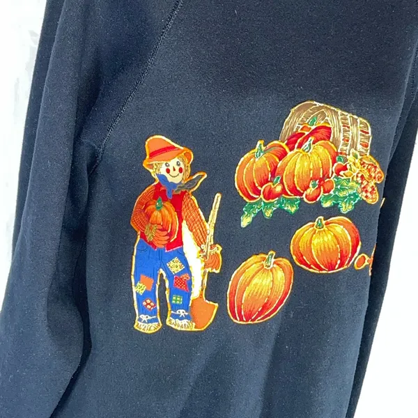 Tultex Scarecrow Pumpkin Fall Themed Women’s Vintage 90s Sweatshirt Large - Image 3