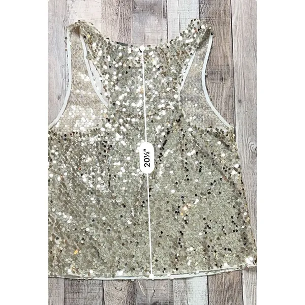 Abercrombie and Fitch Gold Sequin Tank Racer Top‎ LARGE Holiday Party NWT $88 - Image 7