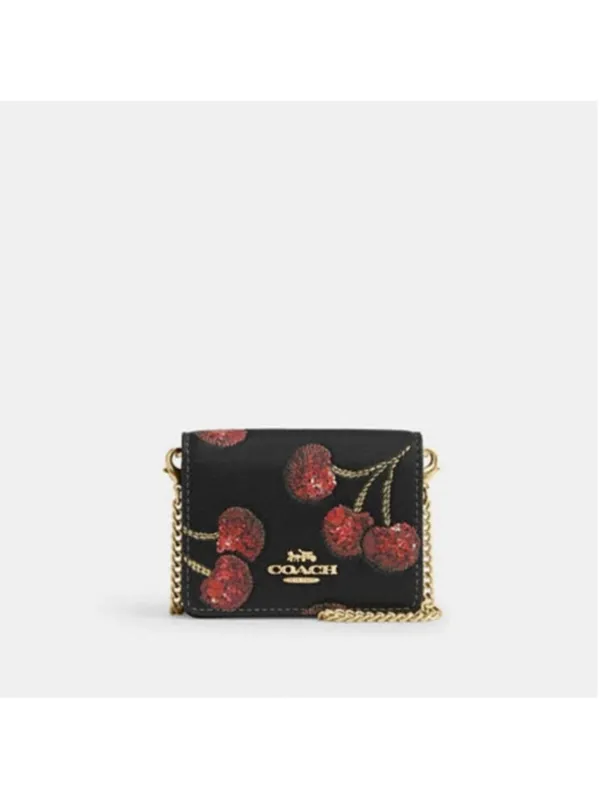 NEW Coach Mini Chain Wallet With Cherry Print CDE98 NWT - Image 4