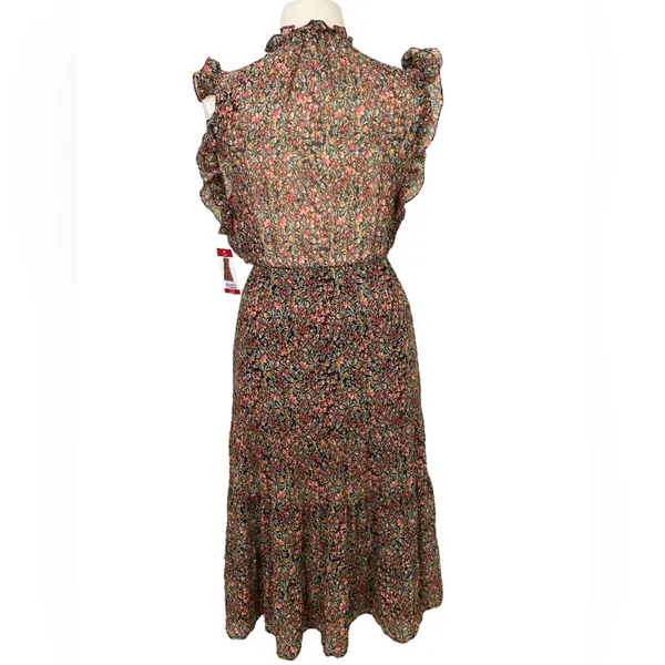 Prairie BB Dakota Multicolor Sleeveless Flutter Ditsy Floral Chiffon Maxi Dress - Image 4
